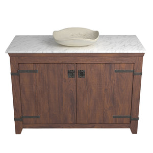 Alternate Image for Native Trails 48" Americana Vanity in Chestnut with Carrara Marble Top and Lido in Beachcomber, No Faucet Hole, BND48-VB-CT-MG-020