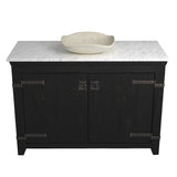 Native Trails 48" Americana Vanity in Anvil with Carrara Marble Top and Lido in Beachcomber, Single Faucet Hole, BND48-VB-CT-MG-021