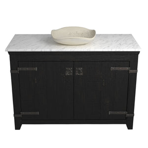 Alternate Image for Native Trails 48" Americana Vanity in Anvil with Carrara Marble Top and Lido in Beachcomber, No Faucet Hole, BND48-VB-CT-MG-022