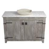 Native Trails 48" Americana Vanity in Driftwood with Carrara Marble Top and Lido in Beachcomber, Single Faucet Hole, BND48-VB-CT-MG-023