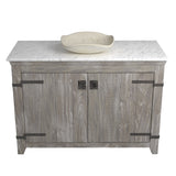 Native Trails 48" Americana Vanity in Driftwood with Carrara Marble Top and Lido in Beachcomber, No Faucet Hole, BND48-VB-CT-MG-024