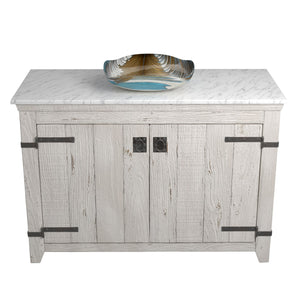 Alternate Image for Native Trails 48" Americana Vanity in Whitewash with Carrara Marble Top and Lido in Shoreline, No Faucet Hole, BND48-VB-CT-MG-026