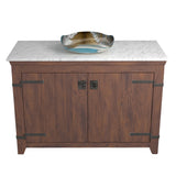 Native Trails 48" Americana Vanity in Chestnut with Carrara Marble Top and Lido in Shoreline, Single Faucet Hole, BND48-VB-CT-MG-027