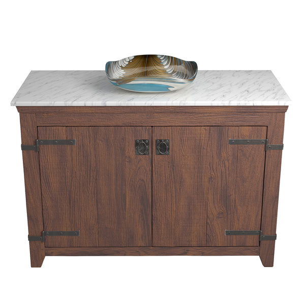 Native Trails 48" Americana Vanity in Chestnut with Carrara Marble Top and Lido in Shoreline, No Faucet Hole, BND48-VB-CT-MG-028