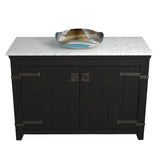 Native Trails 48" Americana Vanity in Anvil with Carrara Marble Top and Lido in Shoreline, Single Faucet Hole, BND48-VB-CT-MG-029