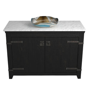 Alternate Image for Native Trails 48" Americana Vanity in Anvil with Carrara Marble Top and Lido in Shoreline, No Faucet Hole, BND48-VB-CT-MG-030