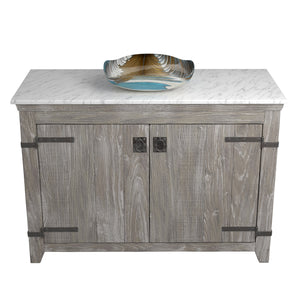 Alternate Image for Native Trails 48" Americana Vanity in Driftwood with Carrara Marble Top and Lido in Shoreline, Single Faucet Hole, BND48-VB-CT-MG-031