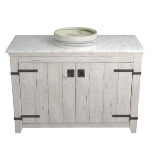 Alternate Image for Native Trails 48" Americana Vanity in Whitewash with Carrara Marble Top and Positano in Abalone, No Faucet Hole, BND48-VB-CT-MG-034