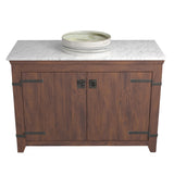 Native Trails 48" Americana Vanity in Chestnut with Carrara Marble Top and Positano in Abalone, Single Faucet Hole, BND48-VB-CT-MG-035