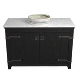 Native Trails 48" Americana Vanity in Anvil with Carrara Marble Top and Positano in Abalone, Single Faucet Hole, BND48-VB-CT-MG-037