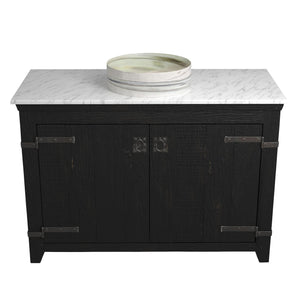 Alternate Image for Native Trails 48" Americana Vanity in Anvil with Carrara Marble Top and Positano in Abalone, No Faucet Hole, BND48-VB-CT-MG-038