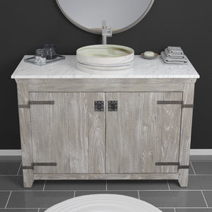 Alternate Image for Native Trails 48" Americana Vanity in Driftwood with Carrara Marble Top and Positano in Abalone, Single Faucet Hole, BND48-VB-CT-MG-039