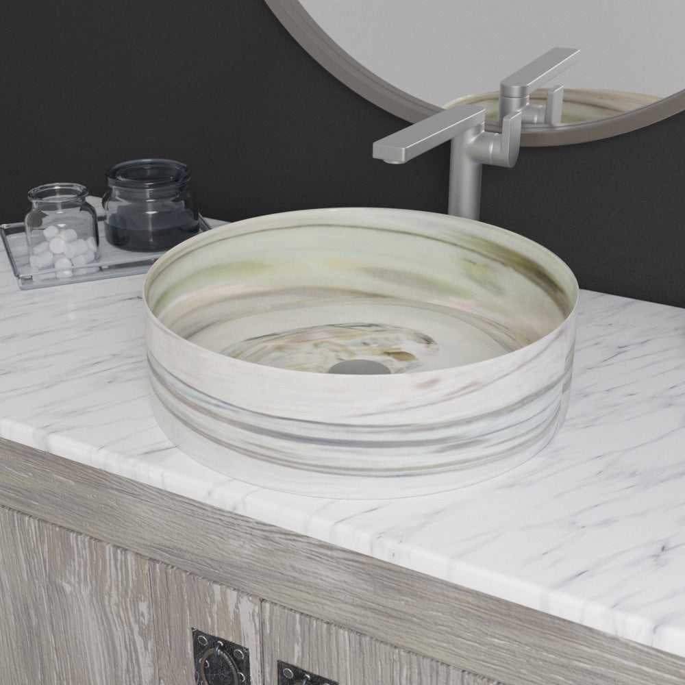 Native Trails 48" Americana Vanity in Driftwood with Carrara Marble Top and Positano in Abalone, Single Faucet Hole, BND48-VB-CT-MG-039