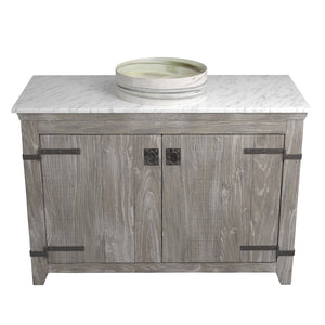 Alternate Image for Native Trails 48" Americana Vanity in Driftwood with Carrara Marble Top and Positano in Abalone, No Faucet Hole, BND48-VB-CT-MG-040