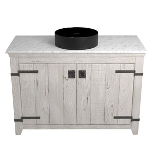 Alternate Image for Native Trails 48" Americana Vanity in Whitewash with Carrara Marble Top and Positano in Abyss, Single Faucet Hole, BND48-VB-CT-MG-041