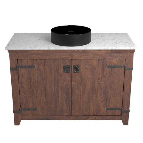 Native Trails 48" Americana Vanity in Chestnut with Carrara Marble Top and Positano in Abyss, Single Faucet Hole, BND48-VB-CT-MG-043
