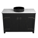 Native Trails 48" Americana Vanity in Anvil with Carrara Marble Top and Positano in Abyss, Single Faucet Hole, BND48-VB-CT-MG-045