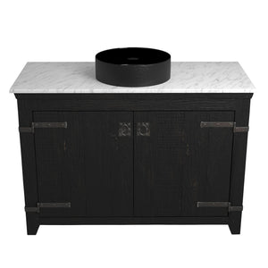 Alternate Image for Native Trails 48" Americana Vanity in Anvil with Carrara Marble Top and Positano in Abyss, No Faucet Hole, BND48-VB-CT-MG-046