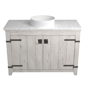 Alternate Image for Native Trails 48" Americana Vanity in Whitewash with Carrara Marble Top and Positano in Bianco, Single Faucet Hole, BND48-VB-CT-MG-049