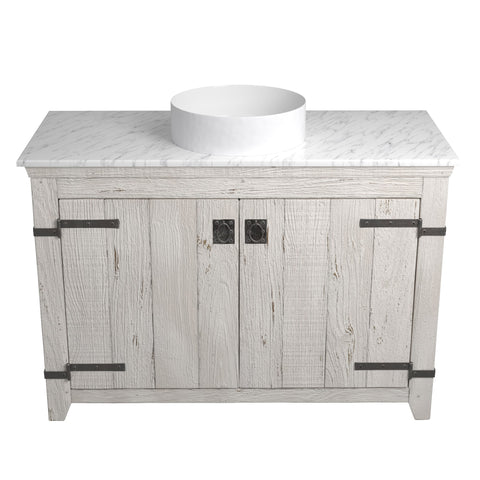 Native Trails 48" Americana Vanity in Whitewash with Carrara Marble Top and Positano in Bianco, No Faucet Hole, BND48-VB-CT-MG-050