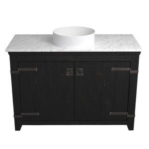 Alternate Image for Native Trails 48" Americana Vanity in Anvil with Carrara Marble Top and Positano in Bianco, No Faucet Hole, BND48-VB-CT-MG-054