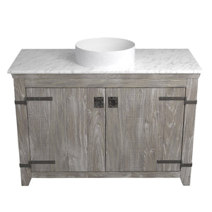 Alternate Image for Native Trails 48" Americana Vanity in Driftwood with Carrara Marble Top and Positano in Bianco, Single Faucet Hole, BND48-VB-CT-MG-055