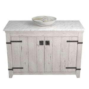 Alternate Image for Native Trails 48" Americana Vanity in Whitewash with Carrara Marble Top and Verona in Abalone, Single Faucet Hole, BND48-VB-CT-MG-057