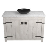 Native Trails 48" Americana Vanity in Whitewash with Carrara Marble Top and Verona in Abyss, Single Faucet Hole, BND48-VB-CT-MG-065
