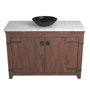 Alternate Image for Native Trails 48" Americana Vanity in Chestnut with Carrara Marble Top and Verona in Abyss, No Faucet Hole, BND48-VB-CT-MG-068