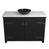 Native Trails 48" Americana Vanity in Anvil with Carrara Marble Top and Verona in Abyss, Single Faucet Hole, BND48-VB-CT-MG-069