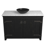Native Trails 48" Americana Vanity in Anvil with Carrara Marble Top and Verona in Abyss, No Faucet Hole, BND48-VB-CT-MG-070