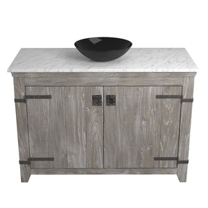 Alternate Image for Native Trails 48" Americana Vanity in Driftwood with Carrara Marble Top and Verona in Abyss, No Faucet Hole, BND48-VB-CT-MG-072