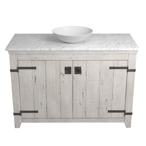 Alternate Image for Native Trails 48" Americana Vanity in Whitewash with Carrara Marble Top and Verona in Bianco, Single Faucet Hole, BND48-VB-CT-MG-073