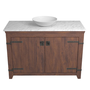 Alternate Image for Native Trails 48" Americana Vanity in Chestnut with Carrara Marble Top and Verona in Bianco, No Faucet Hole, BND48-VB-CT-MG-076