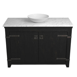 Alternate Image for Native Trails 48" Americana Vanity in Anvil with Carrara Marble Top and Verona in Bianco, No Faucet Hole, BND48-VB-CT-MG-078