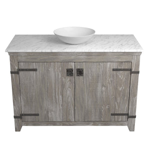 Alternate Image for Native Trails 48" Americana Vanity in Driftwood with Carrara Marble Top and Verona in Bianco, Single Faucet Hole, BND48-VB-CT-MG-079