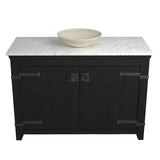 Native Trails 48" Americana Vanity in Anvil with Carrara Marble Top and Verona in Beachcomber, No Faucet Hole, BND48-VB-CT-MG-086