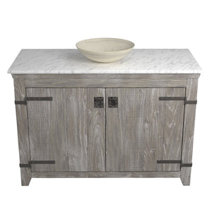 Alternate Image for Native Trails 48" Americana Vanity in Driftwood with Carrara Marble Top and Verona in Beachcomber, No Faucet Hole, BND48-VB-CT-MG-088