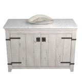 Native Trails 48" Americana Vanity in Whitewash with Carrara Marble Top and Sorrento in Abalone, Single Faucet Hole, BND48-VB-CT-MG-089
