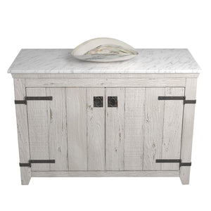 Alternate Image for Native Trails 48" Americana Vanity in Whitewash with Carrara Marble Top and Sorrento in Abalone, No Faucet Hole, BND48-VB-CT-MG-090