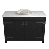 Native Trails 48" Americana Vanity in Anvil with Carrara Marble Top and Sorrento in Abalone, No Faucet Hole, BND48-VB-CT-MG-094