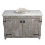 Native Trails 48" Americana Vanity in Driftwood with Carrara Marble Top and Sorrento in Abalone, No Faucet Hole, BND48-VB-CT-MG-096