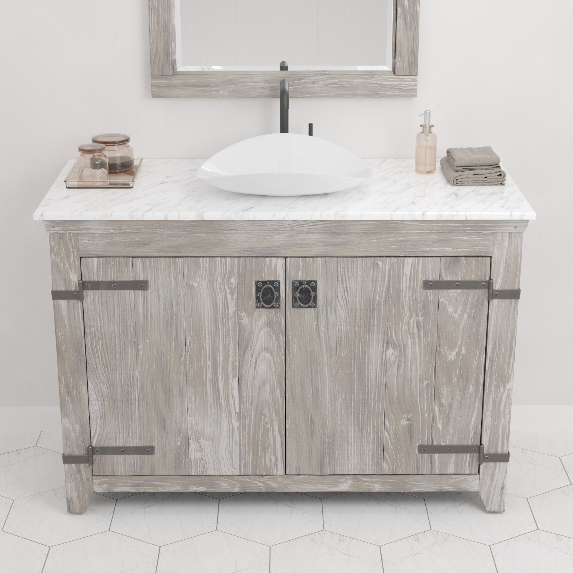 Native Trails 48" Carrara Vanity Top - Vessel with Single Hole Cutout, VNT48-CV1