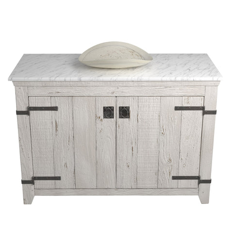 Native Trails 48" Americana Vanity in Whitewash with Carrara Marble Top and Sorrento in Beachcomber, No Faucet Hole, BND48-VB-CT-MG-106