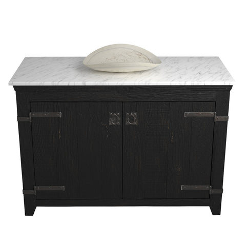 Native Trails 48" Americana Vanity in Anvil with Carrara Marble Top and Sorrento in Beachcomber, No Faucet Hole, BND48-VB-CT-MG-110