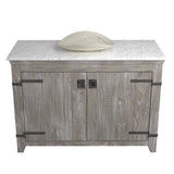 Native Trails 48" Americana Vanity in Driftwood with Carrara Marble Top and Sorrento in Beachcomber, Single Faucet Hole, BND48-VB-CT-MG-111