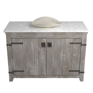 Alternate Image for Native Trails 48" Americana Vanity in Driftwood with Carrara Marble Top and Sorrento in Beachcomber, No Faucet Hole, BND48-VB-CT-MG-112