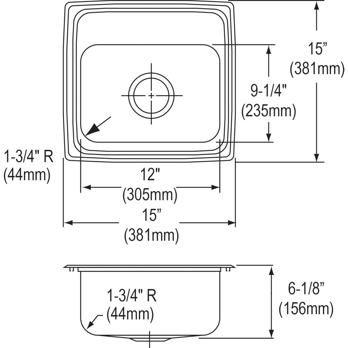 Elkay Celebrity 15" Stainless Steel Bar Sink, Brushed Satin, BPSR151 - The Sink Boutique