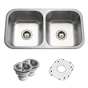 Alternate Image for Houzer Belleo 18" Drop In/Topmount Stainless Steel Kitchen Sink, 50/50 Double Bowl, 18 Gauge, BSD-3209