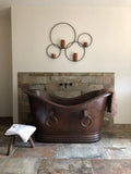 Premier Copper Products 60" Hammered Copper Double Slipper Bathtub With Rings, BTDR60DB - The Sink Boutique